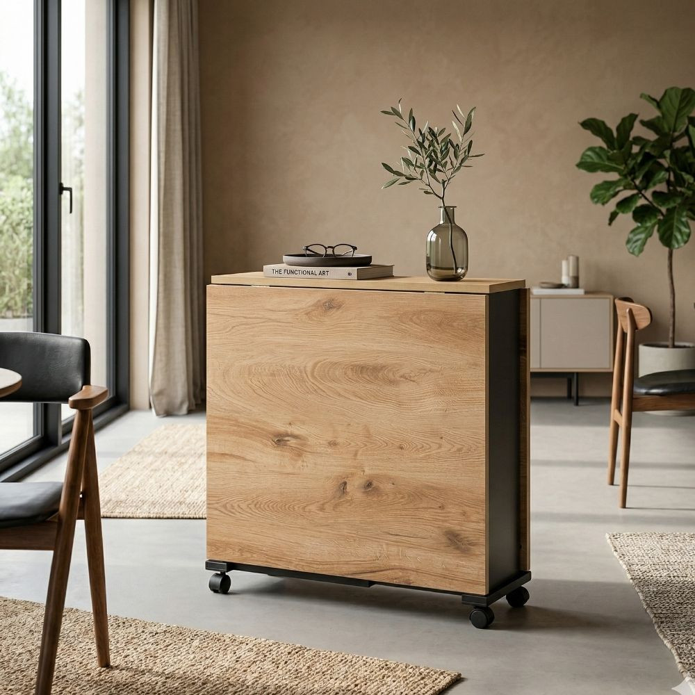 Mesa Plegable Natural - Negro 20 x 74 x 71 cm