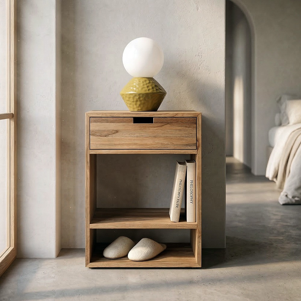 MESITA NATURAL MADERA DE TECA SALÓN 45 X 30 X 60 CM