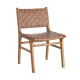 SILLA MARRÓN MADERA TECA-PIEL SALÓN 50 X 56 X 87 CM