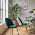 Silla de comedor Adara Velvet Verde Botella y Flores 49 x 84 x 50 cm