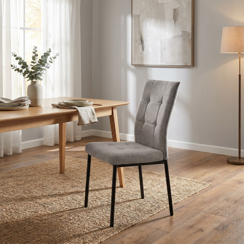 Silla de comedor tapizada Water Repelent Asia Gris 45 x 97 x 64 cm