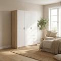 Guarda-roupa 3 portas 3 gavetas Carvalho Canadian - Branco Artik 121 x 180 x 52 cm