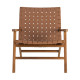 BUTACA MARRÓN MADERA TECA-PIEL SALÓN 74 X 78 X 75 CM