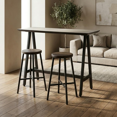 Mesa Alta Crema - Negro 138 x 100 x 38 cm