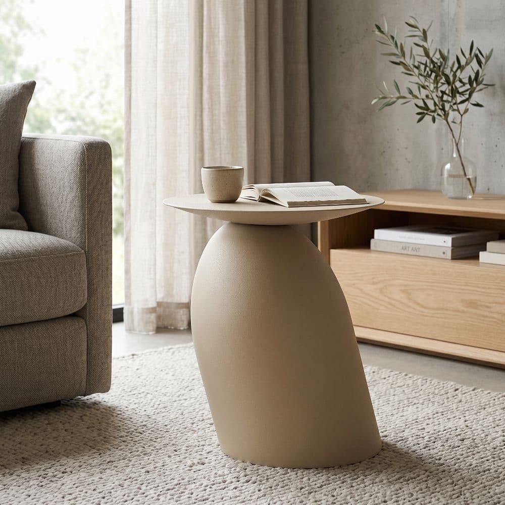 MESITA BEIGE ACERO 46 X 46 X 51 CM