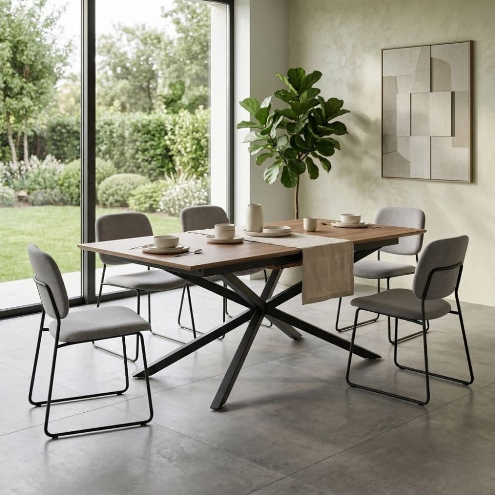 Mesa Extensible Natural - Negro 160 x 76 x 90 cm