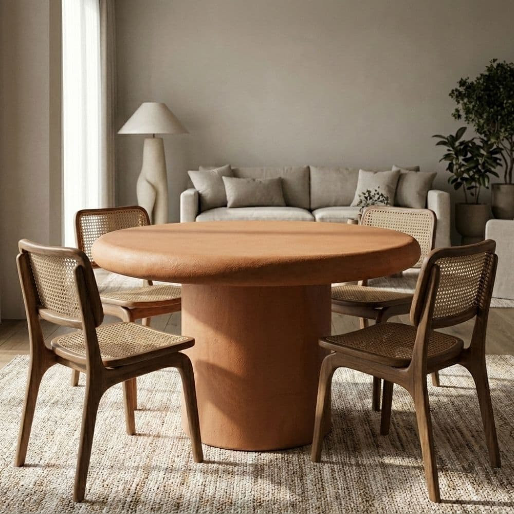 MESA COMEDOR TEJA DM-MICROCEMENTO SALÓN 120 X 120 X 76 CM