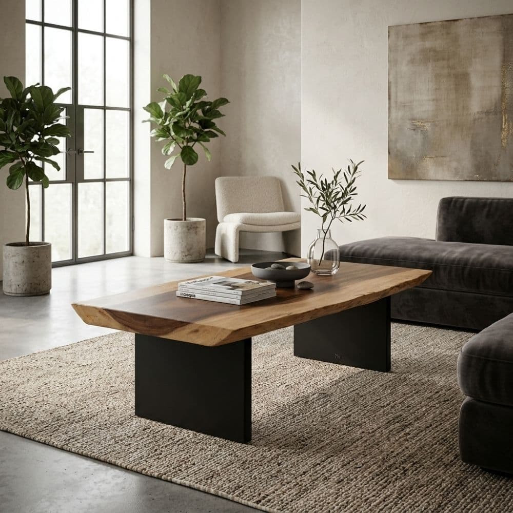 Couchtisch Suar Holz und Eisen 150x70 cm - fanmuebles
