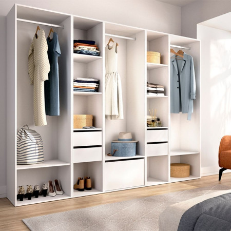 Dressing Ouvert Suit Blanc 256 cm 5 Colonnes Réversible - fanmuebles