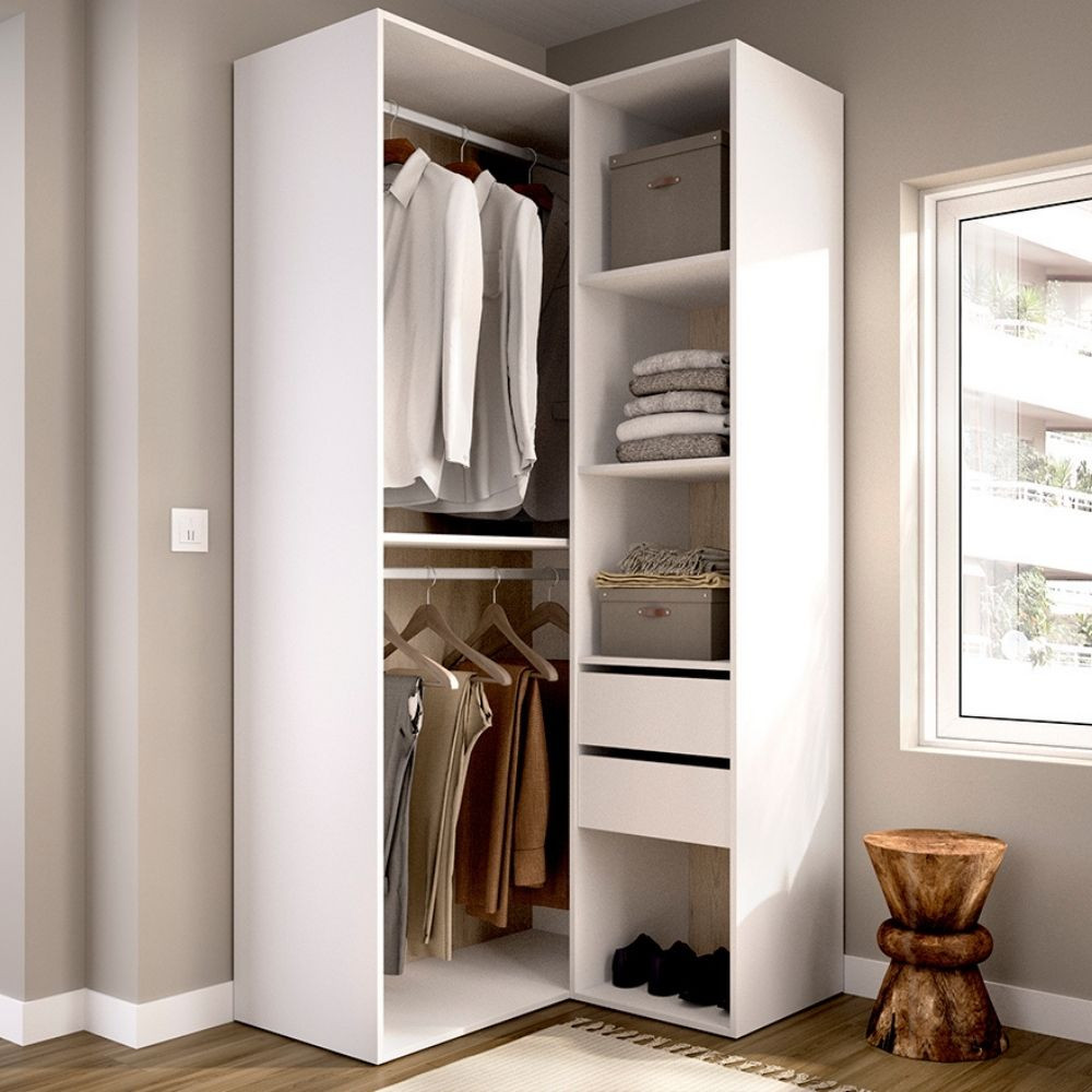 Dressing d'Angle Ouvert Suit Blanc Réversible 84x104 cm - fanmuebles