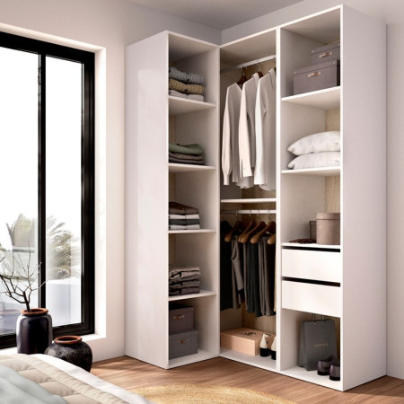 Dressing d'angle Suit blanc naturel 124 cm - fanmuebles