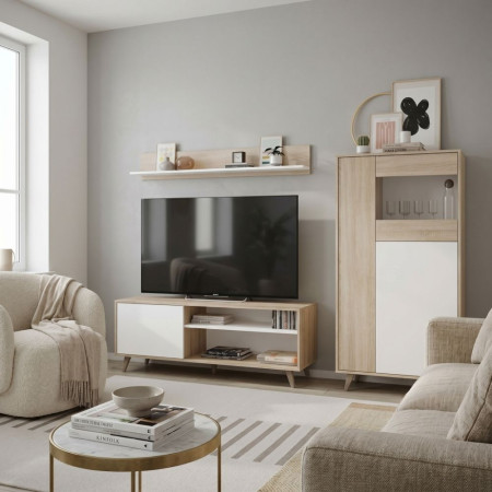 Pacote de Lounge Kikua: TV de móveis e vitrina - fanmuebles