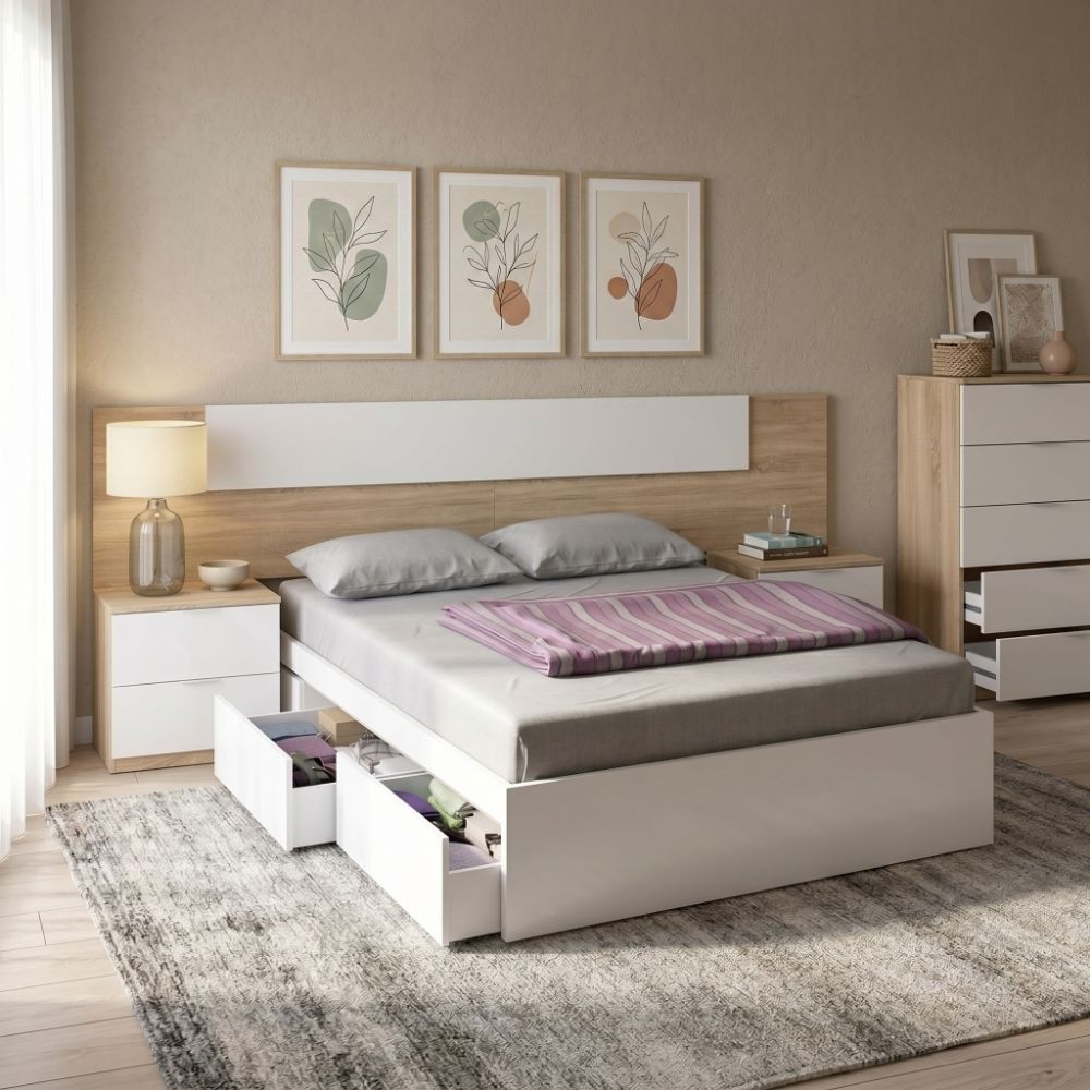 Testata con comodini, cassettiera e letto Alaya | fanmuebles