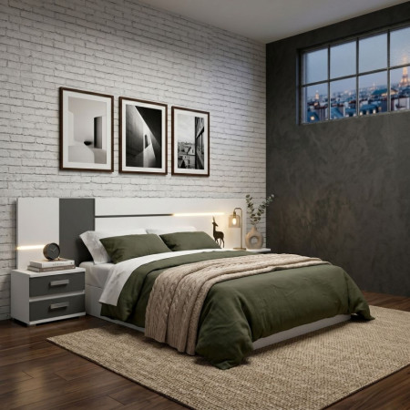 Schlafzimmer Carmen in Weiß mit Graphit - Fanmöbel