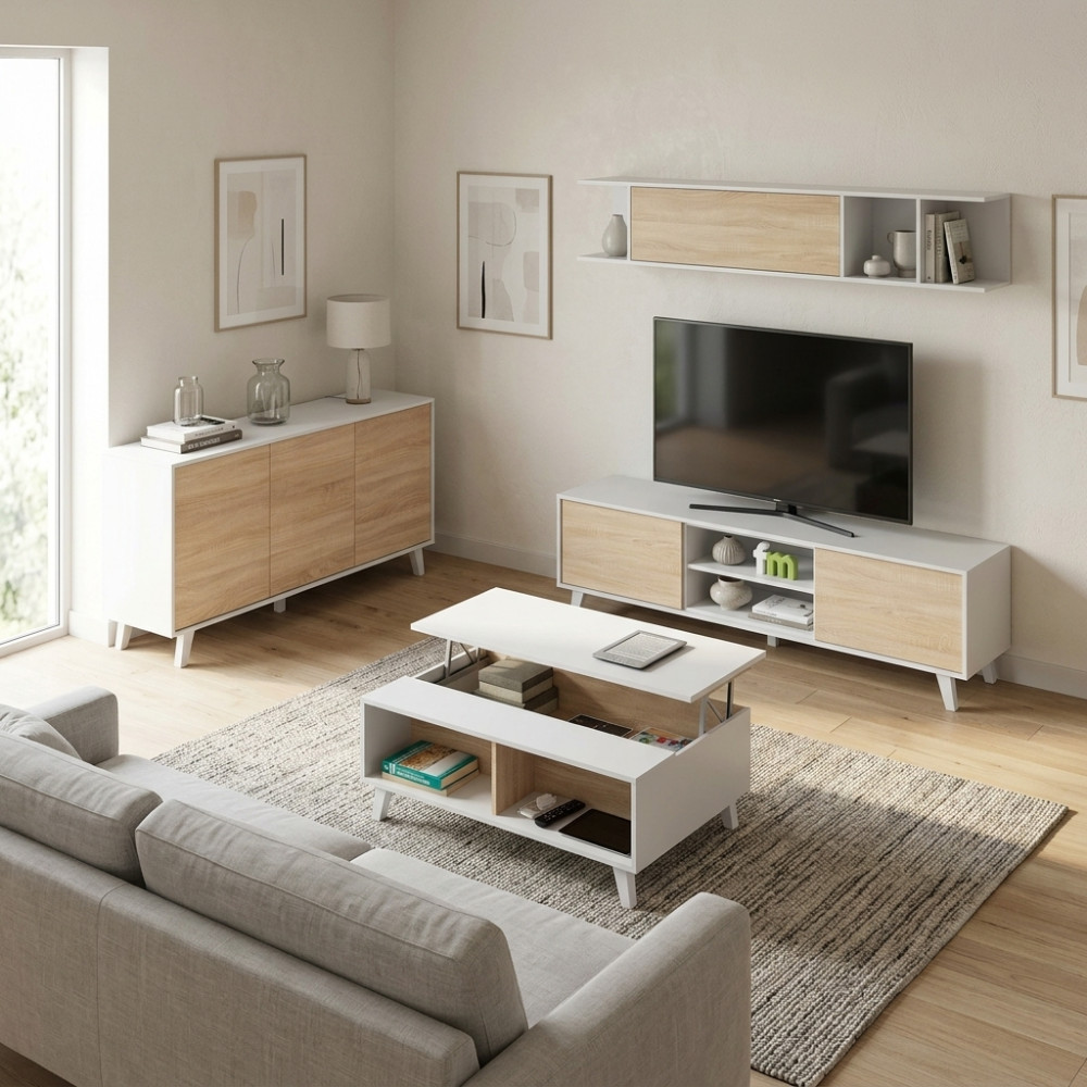Chambre complète Zaiken Plus Blanc Luminosité - Roble Canadien | Design nordique et fonctionnel