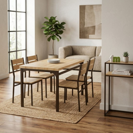 Conjunto Pranzo Osaka Industrial Rovere Negro MDF - fanmuebles