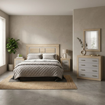 Pack Dormitorio Dafne Roble y Blanco - fanmuebles