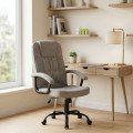 Silla de Oficina Elevable Odin - Tela Gris Claro y Base Negra - 66 x 111-121 x 67 cm