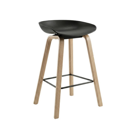 Tabouret de Bar Turin Noir Pieds Chêne - fanmuebles