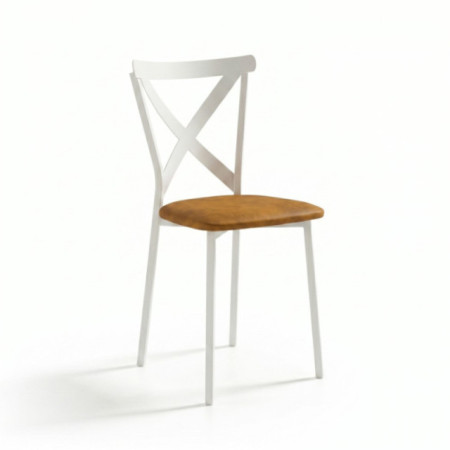 Silla de cocina de estructura blanca modelo Nina respaldo de aspa