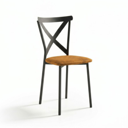 Silla de cocina de estructura negra modelo Nina respaldo de aspa