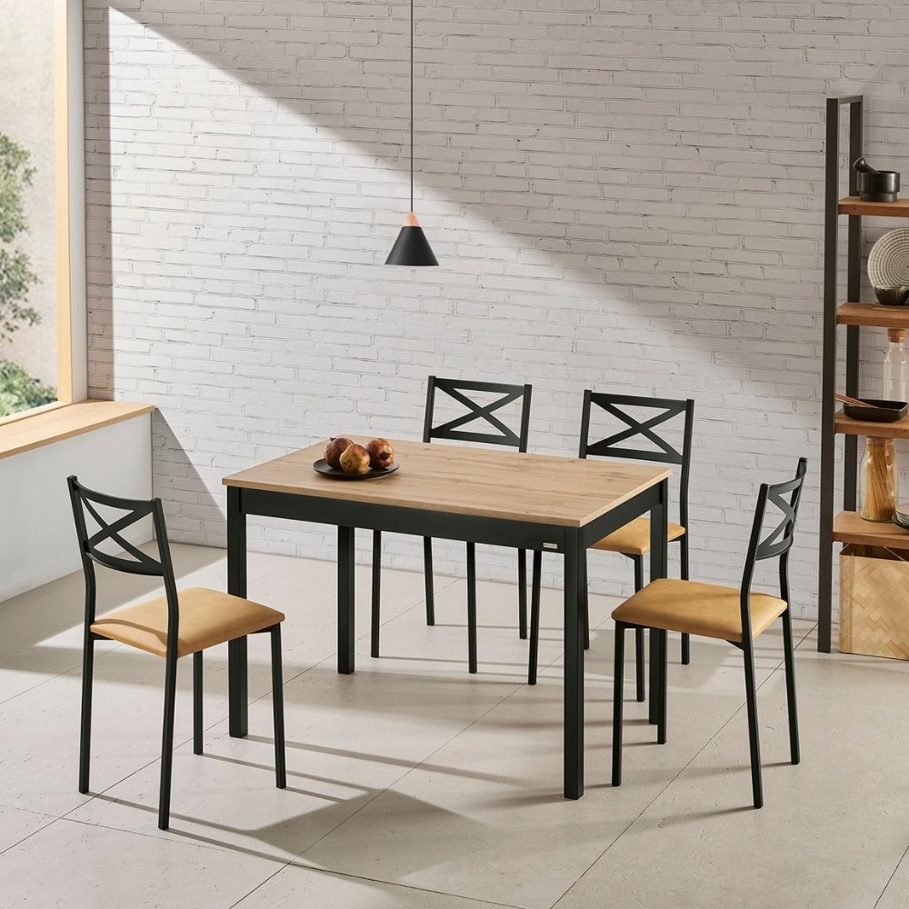 Mesa de Cocina Fija Niza Roble Hércules y Negro