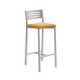 Taburete barra medio con respalo Kelsa Aluminio asiento tapizado en tela Domus color Habana (marrón claro)