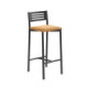 Taburete barra medio con respalo Kelsa Negro asiento tapizado en tela Domus color Habana (marrón claro)