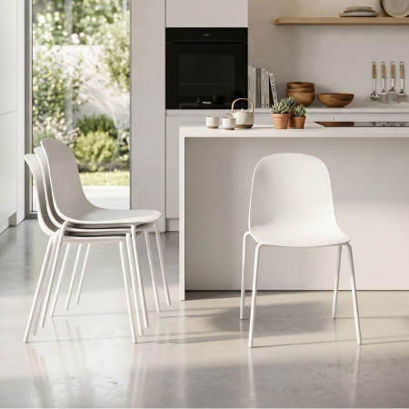 Set 4 sedie pranzo Luna bianco testurizzato impilabili fanmuebles