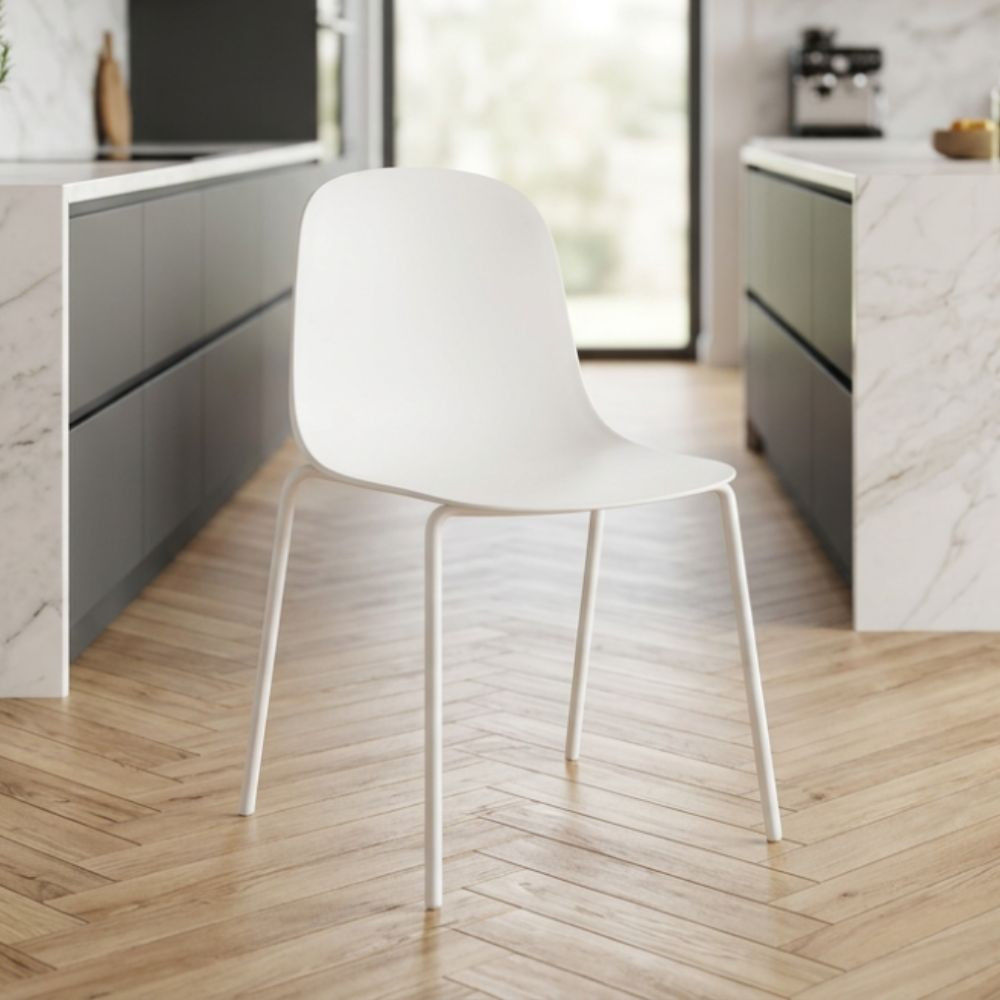 Sedia da sala da pranzo o cucina Luna bianco testurizzato montata fanmuebles