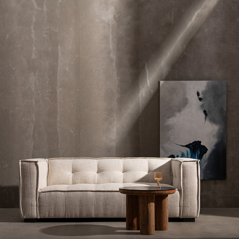 SOFÁ 3 PLAZAS BEIGE TEJIDO SIBARIS 218 X 102 X 77 CM