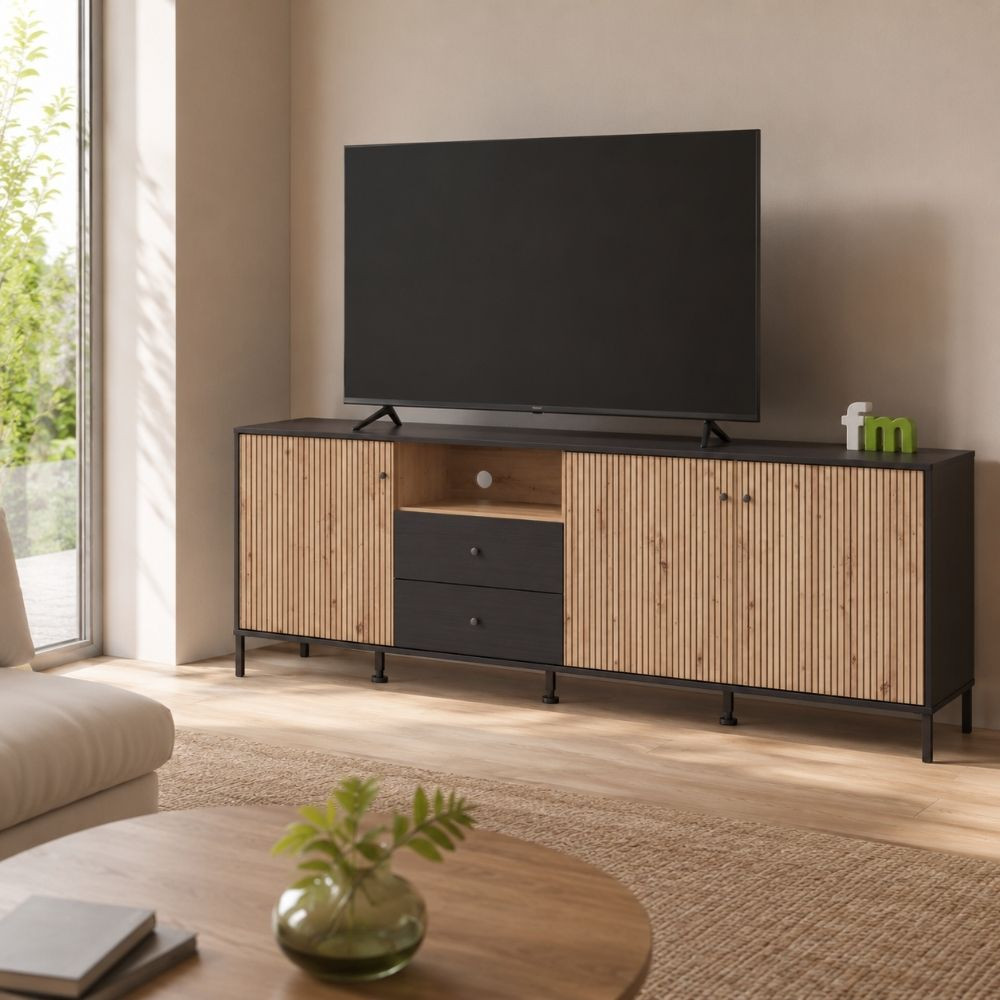 Mueble TV Aquitania Ébano y Artisan - fanmuebles