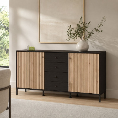 Sideboard Aquitania Ebony - Natural: Modern und funktional