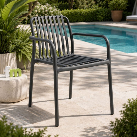Cadeira de Jardim Cinza Antracite - Design Minimalista