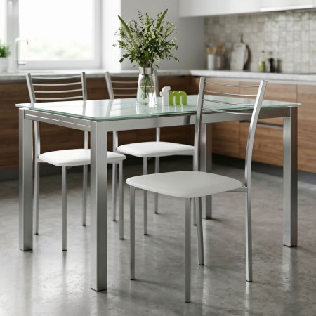 Chaise de Cuisine Colin Tapissée PVC Blanc Métal