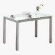 Mesa de Cozinha Extensível Cameron Vidro Branco Metal