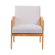 Butaca con brazos de madera y Ratán Siena tapizado tela Beige - Roble 65 x 85,5 x 81 cm