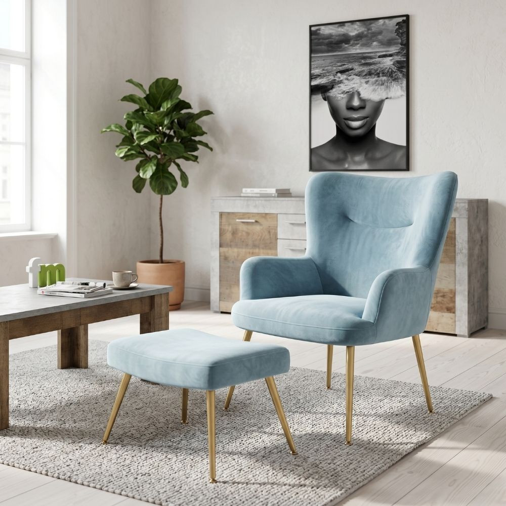 Butaca Indo con Reposapiés - Elegancia y Confort en Azul