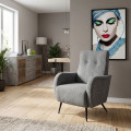 Fauteuil Nubia rembourré en tissu déperlant gris - noir 68 x 97 x 73 cm