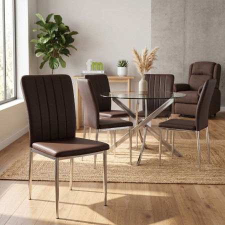 Silla de salón Almería tapizada PU chocolate | Sillas baratas