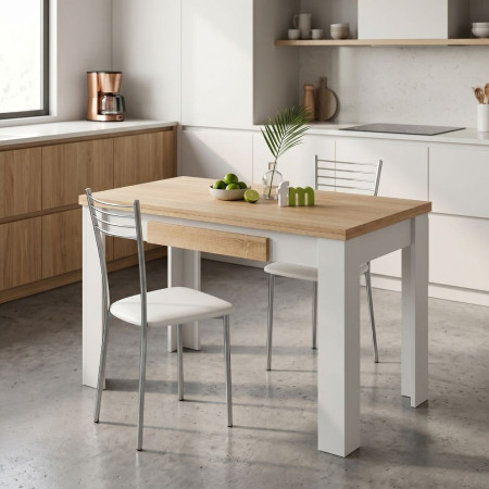 Tavolo Cucina Allungabile GINA Libro Bianco e Rovere