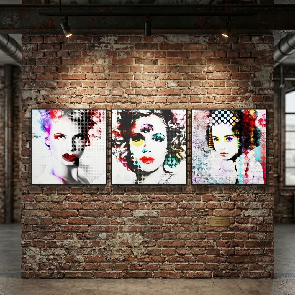 Cuadro tríptico 60 x 60 cm "Mujeres Pop Art" | fanmuebles