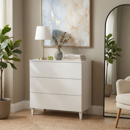 Cômoda de quarto Loft Branco brilhante - Fanmuebles