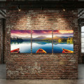Triptyque de bateaux sur le lac