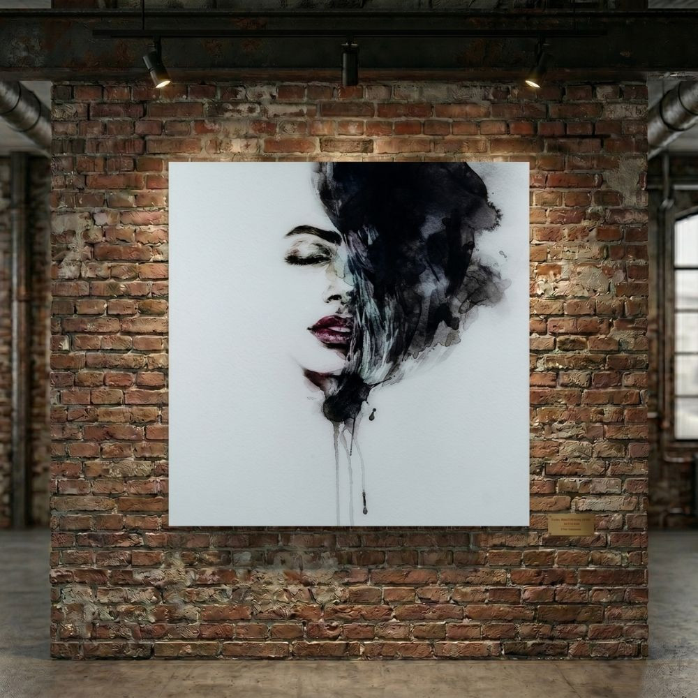 Cuadro mujer abstracta en acuarela | Cristal templado 120 x 120 cm