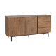 Aparador de madera de mango Rastro 2 puertas correderas 3 cajones Natural 180 x 91 x 40 cm