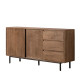 Aparador de madera de mango Rastro 2 puertas correderas 3 cajones Natural 180 x 91 x 40 cm