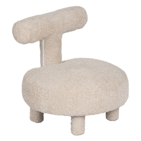 Silla de comedor tapizada borreguito beige patas madera | fanmuebles