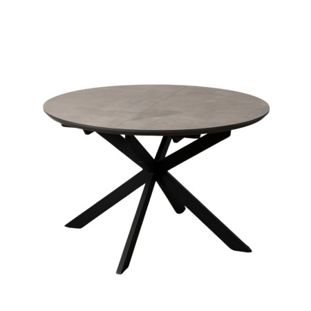 Mesa redonda extensible gris y negra 120-160 x 76 x 120 cm - fanmuebles