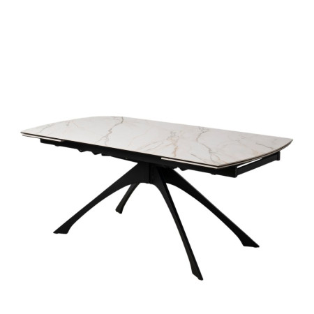 Mesa extensible marmolada beige y negra - Diseño elegante y funcional